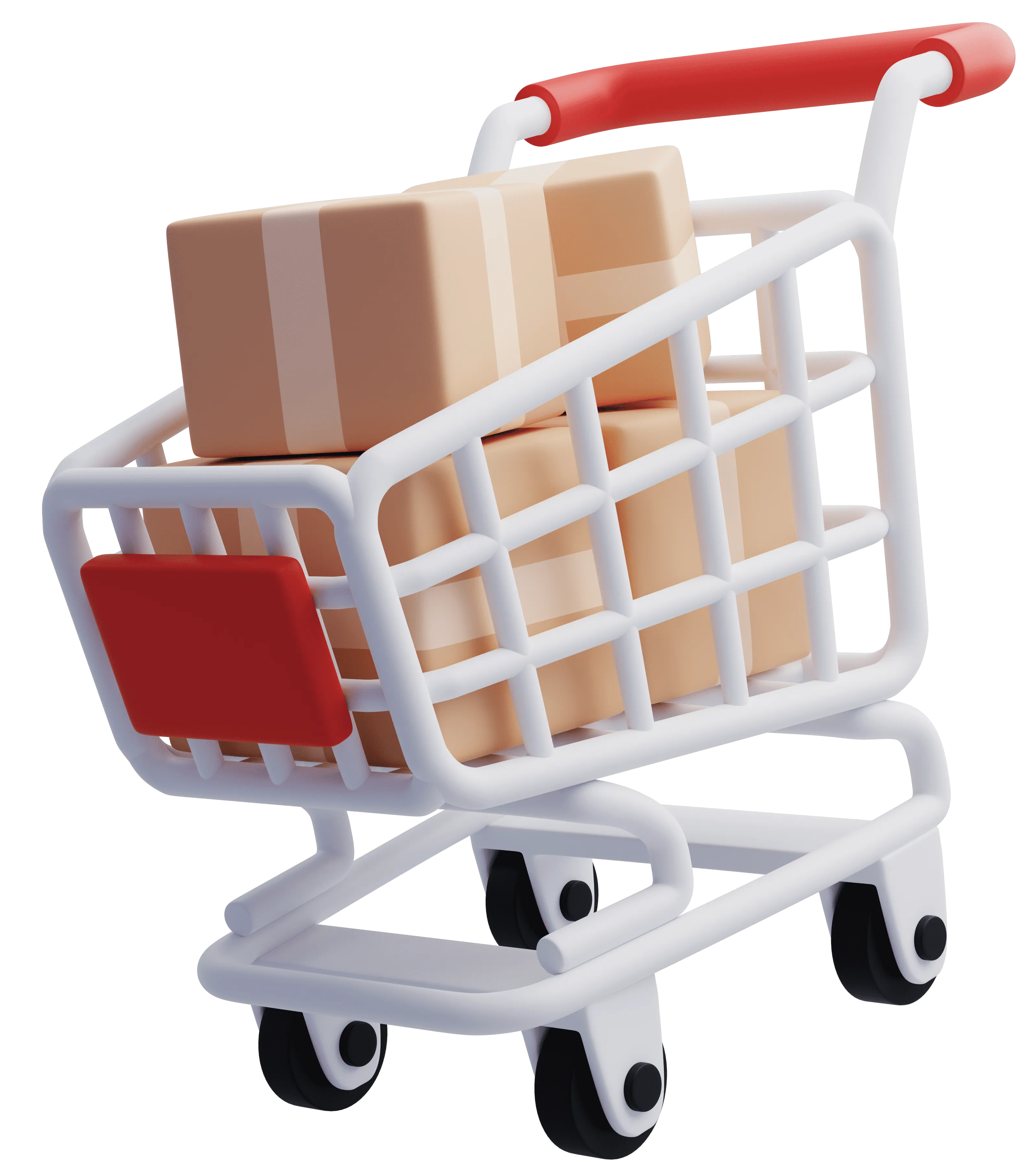 3D Shopping Cart with Boxes